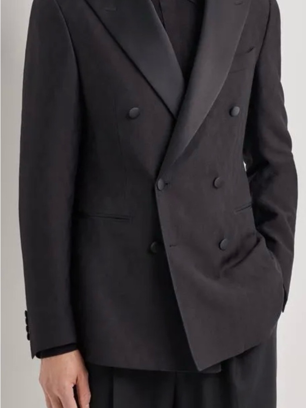 Canali Milano Black Double Breasted Tuxedo 100% Wool Made in Italy 50R or EU 60R